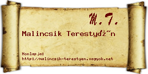 Malincsik Terestyén névjegykártya